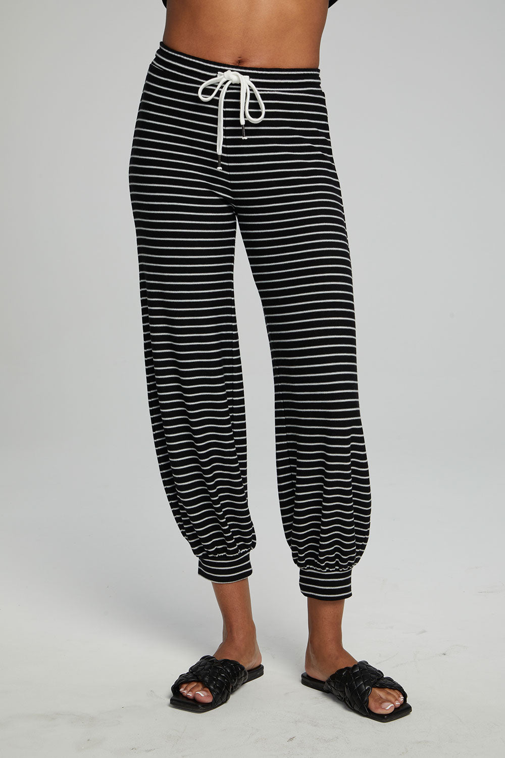 Weekend Joggers - Black and White Stripe