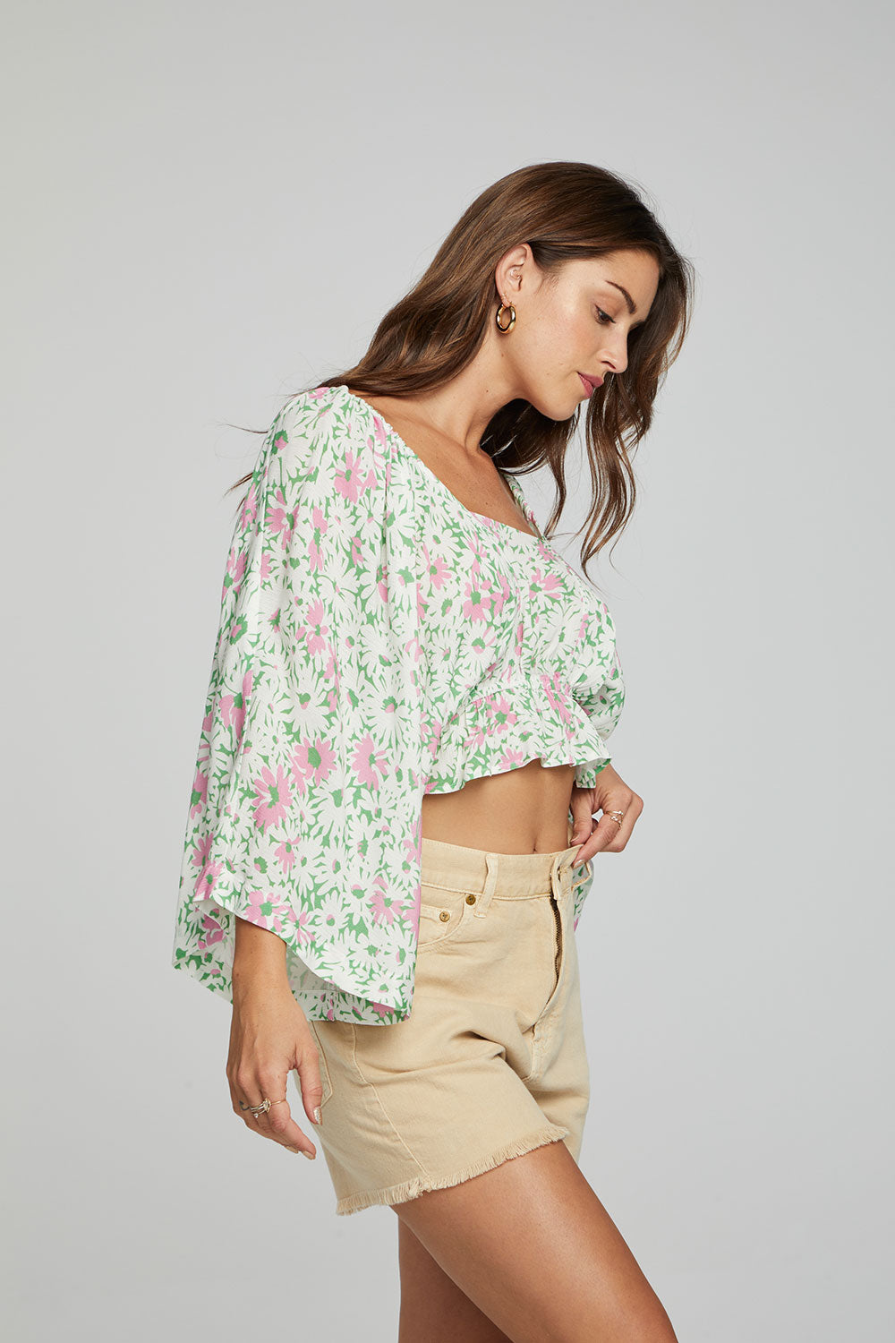 Monarch Crop Top - Grass Daisy Floral WOMENS chaserbrand