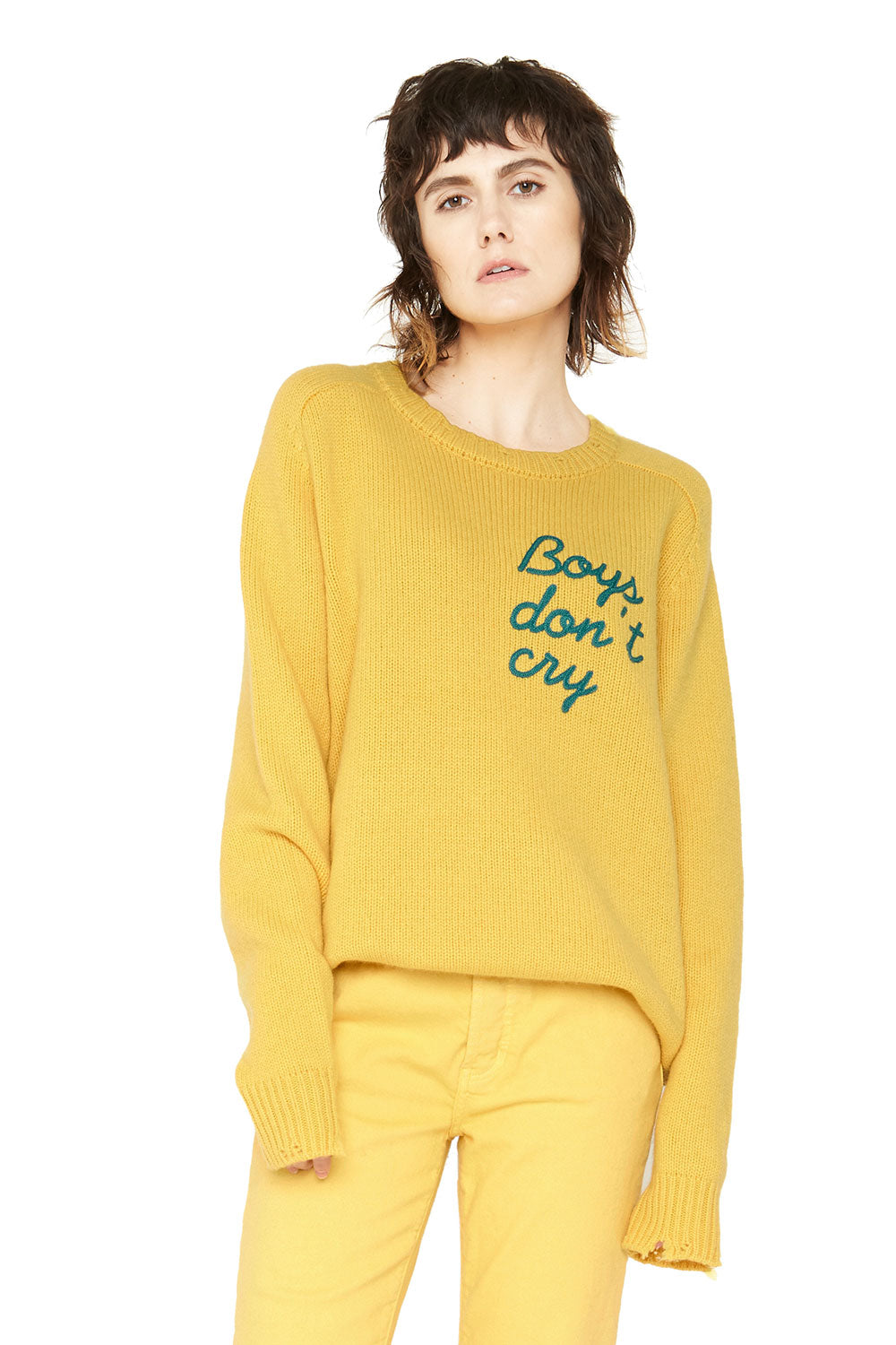 Boys Don’t Cry Cashmere Sweater - Yellow WOMENS chaserbrand