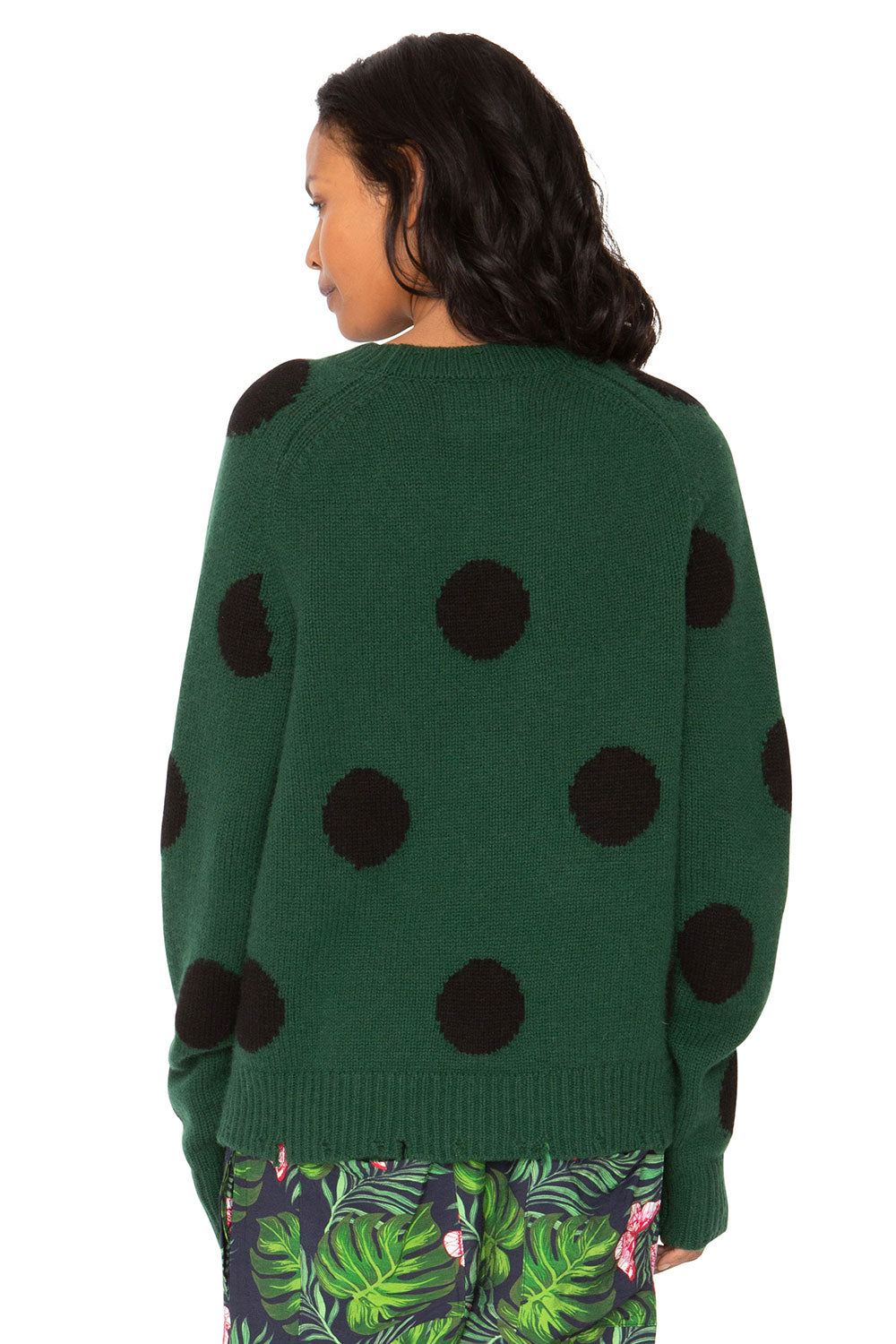 Polka Dot Cashmere Sweater - Forest & Black WOMENS chaserbrand