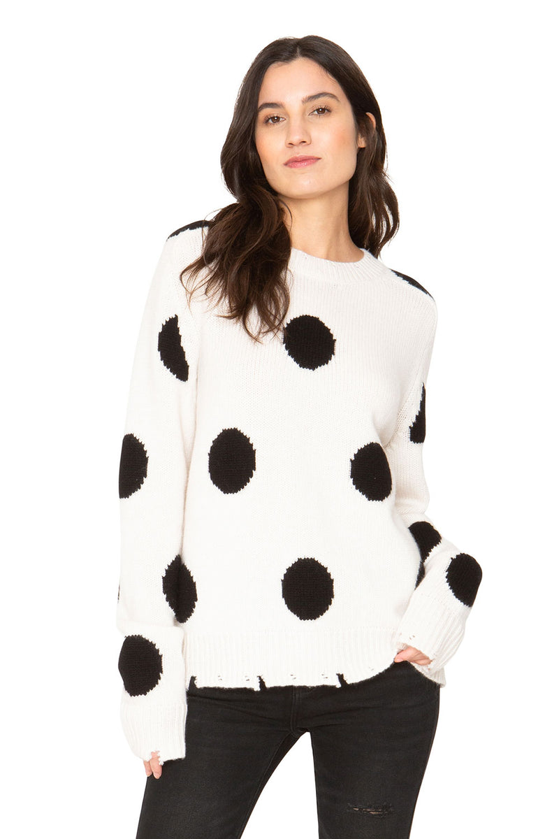 Polka Dot Cashmere Sweater - White & Black – chaser