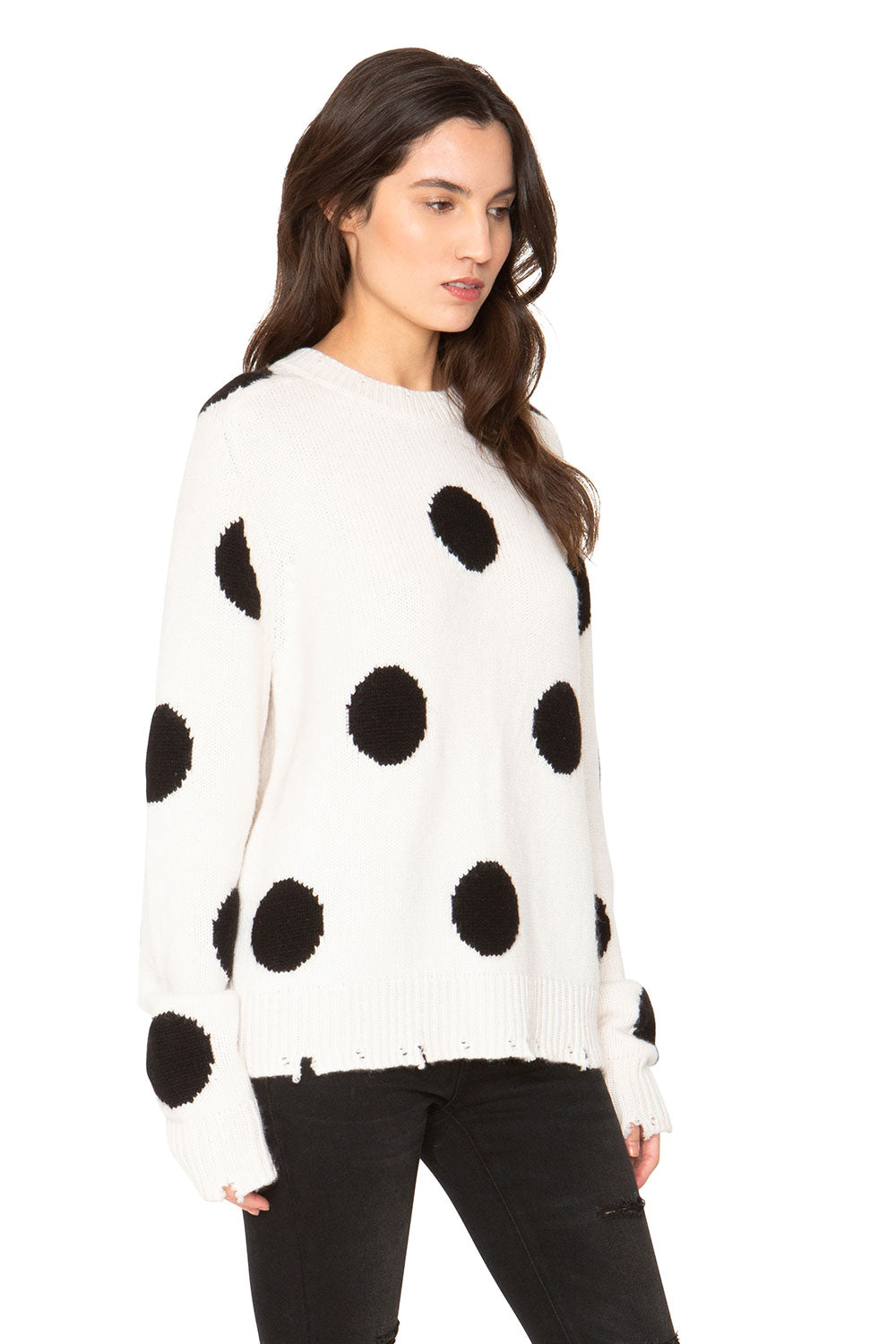 Polka Dot Cashmere Sweater - White & Black WOMENS chaserbrand