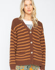Grandpa Cardigan - Brown Beige Womens chaserbrand