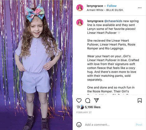 Lenyn Grace features Chaser Kids clothing