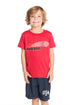 Front view of Chaser Kids Baseball Star Classic Tee in Crimson Red featuring vintage baseball graphic with retro lettering