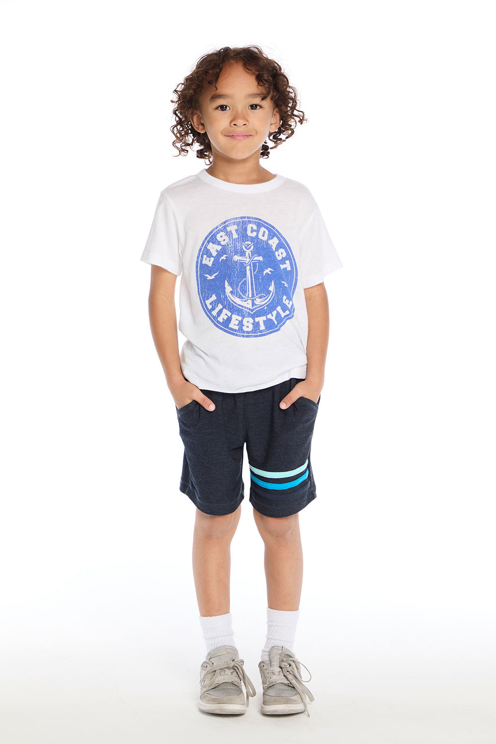 Navy Blue Contrast Strappings Shorts Boys chaserbrand