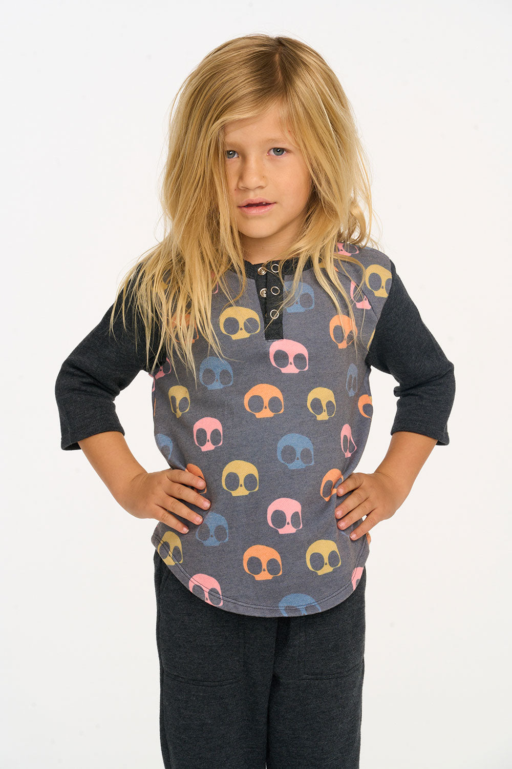 3/4 Sleeve Shirttail Boys Skull Candy Henley Tee BOYS chaserbrand