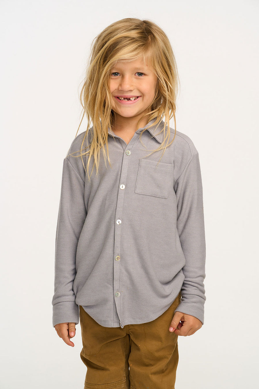 Silver Gray Button Down Shirt BOYS chaserbrand