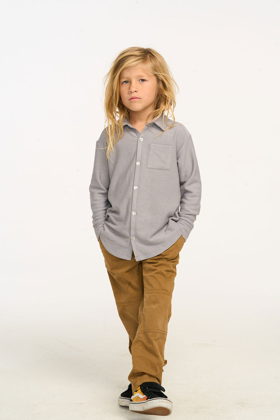 Silver Gray Button Down Shirt BOYS chaserbrand