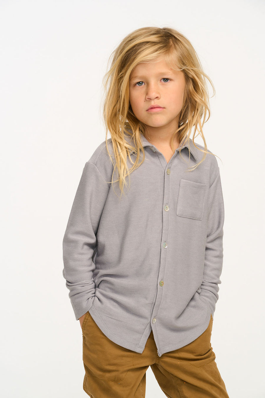 Silver Gray Button Down Shirt BOYS chaserbrand