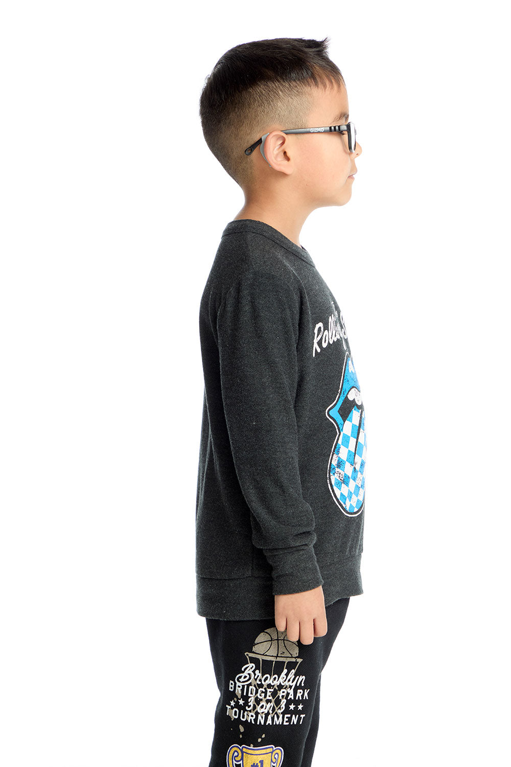 Rolling Stones  Checkered Tongue Logo Long Sleeve Boys chaserbrand
