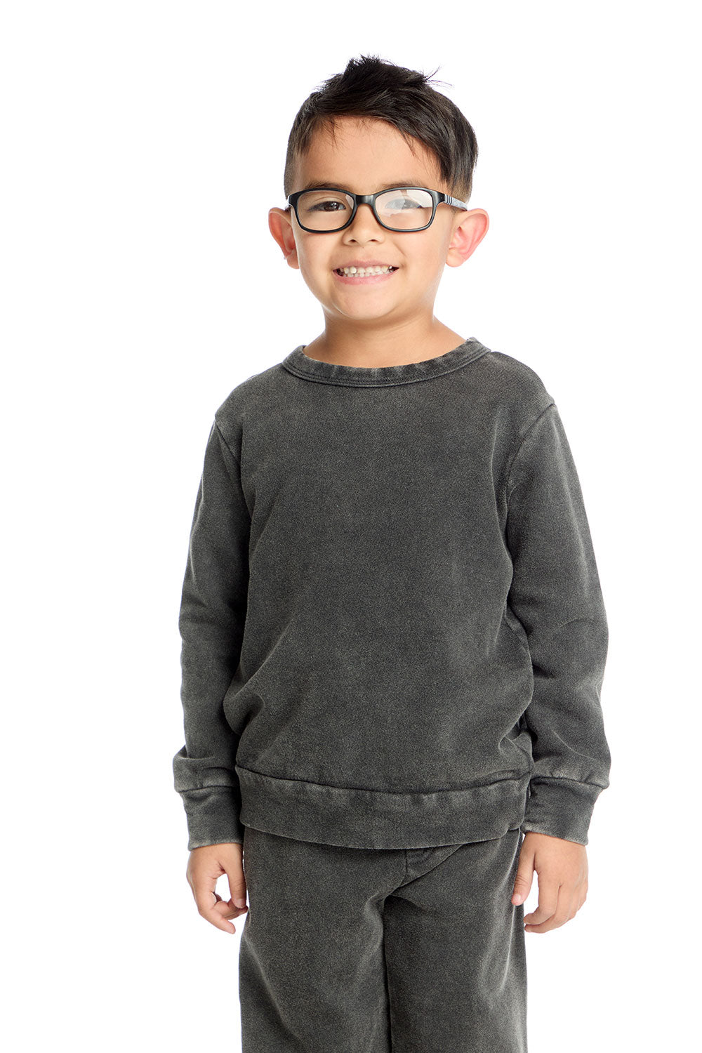 Comfy Long Sleeve Black Acidwash Pullover Boys chaserbrand