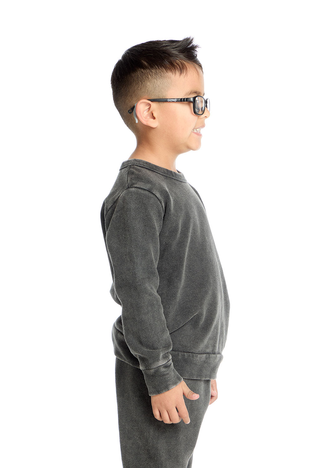 Comfy Long Sleeve Black Acidwash Pullover Boys chaserbrand