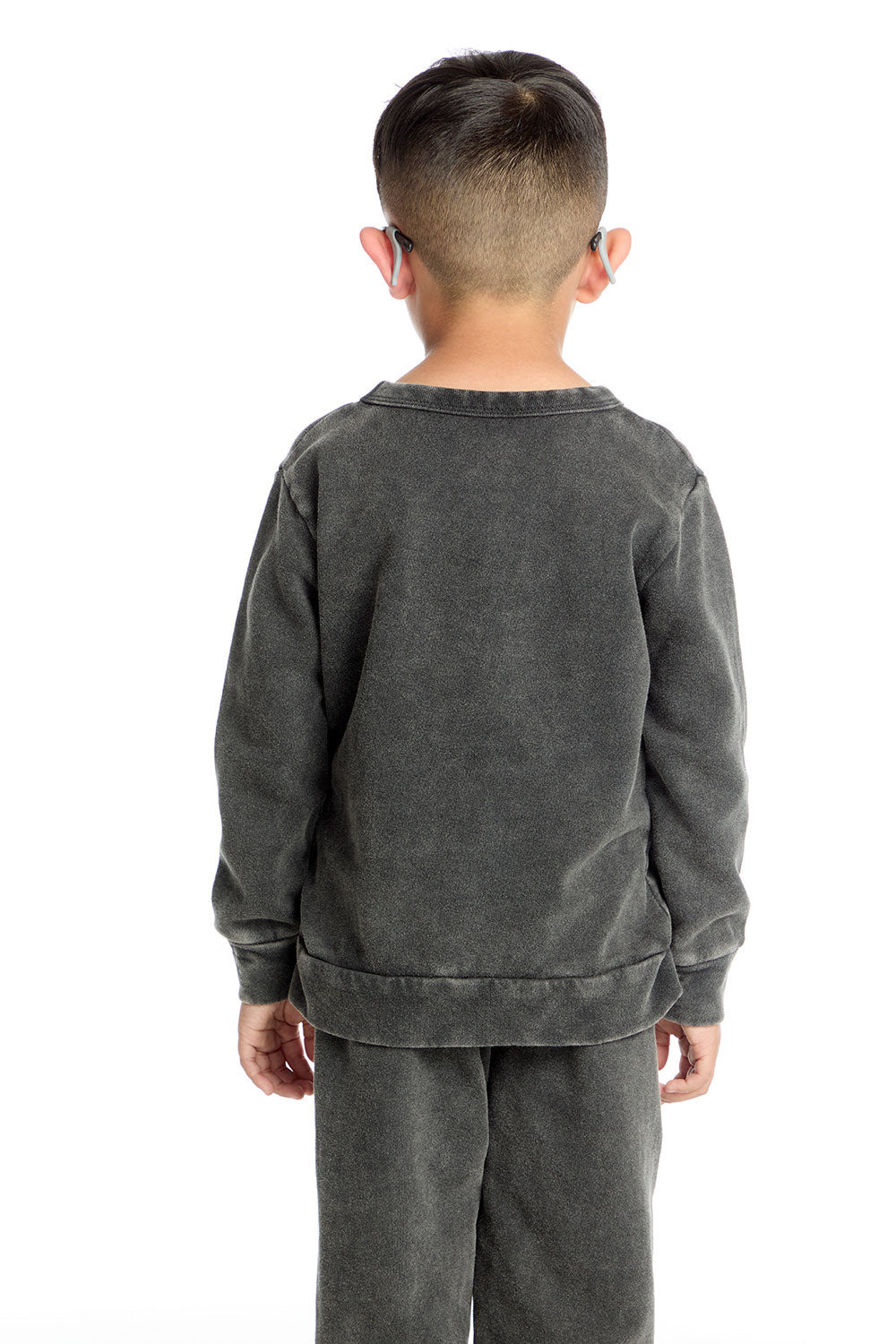 Comfy Long Sleeve Black Acidwash Pullover Boys chaserbrand