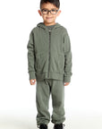 Long Sleeve Safari Green Zip Up Hoodie Boys chaserbrand
