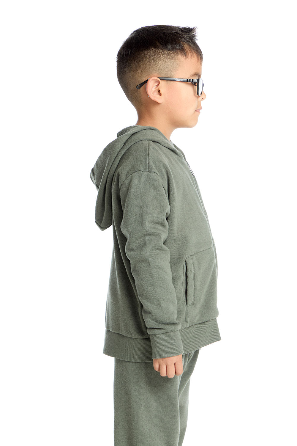 Long Sleeve Safari Green Zip Up Hoodie Boys chaserbrand