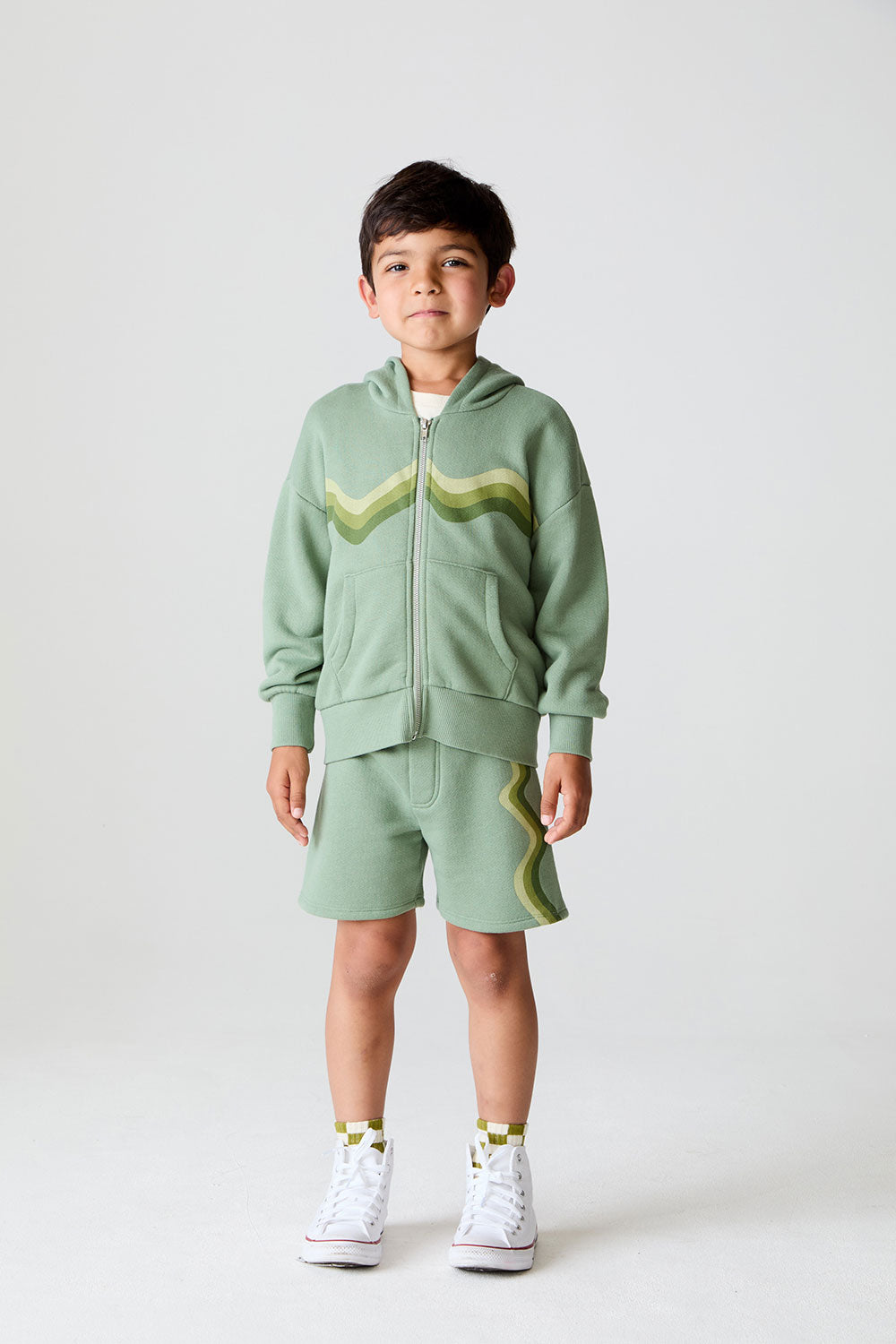 Boys Paxton Leaf Green Zip Up Hoodie chaserbrand