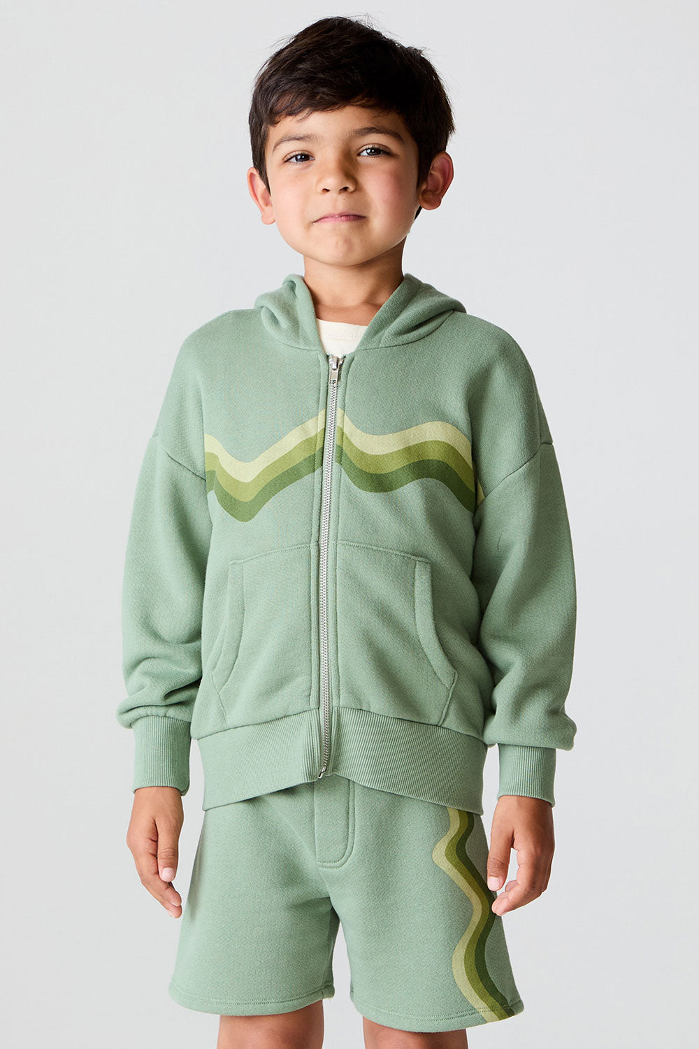 Boys Paxton Leaf Green Zip Up Hoodie chaserbrand