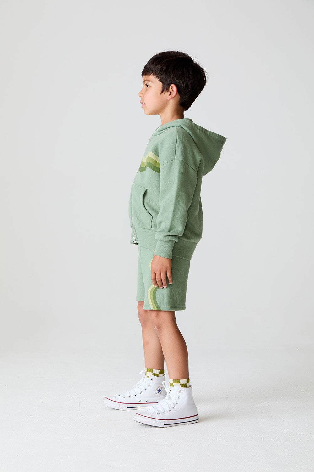 Boys Paxton Leaf Green Zip Up Hoodie chaserbrand