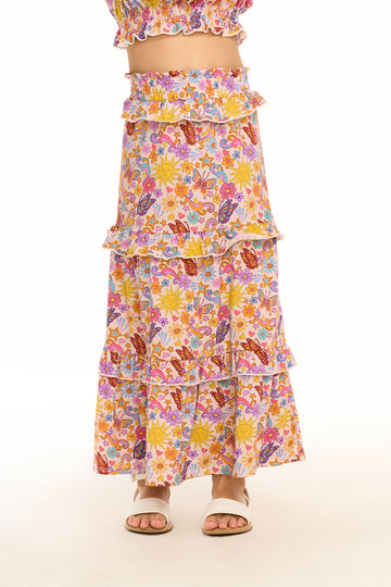 Adia Sunny Days Print Midi Skirt GIRLS chaserbrand