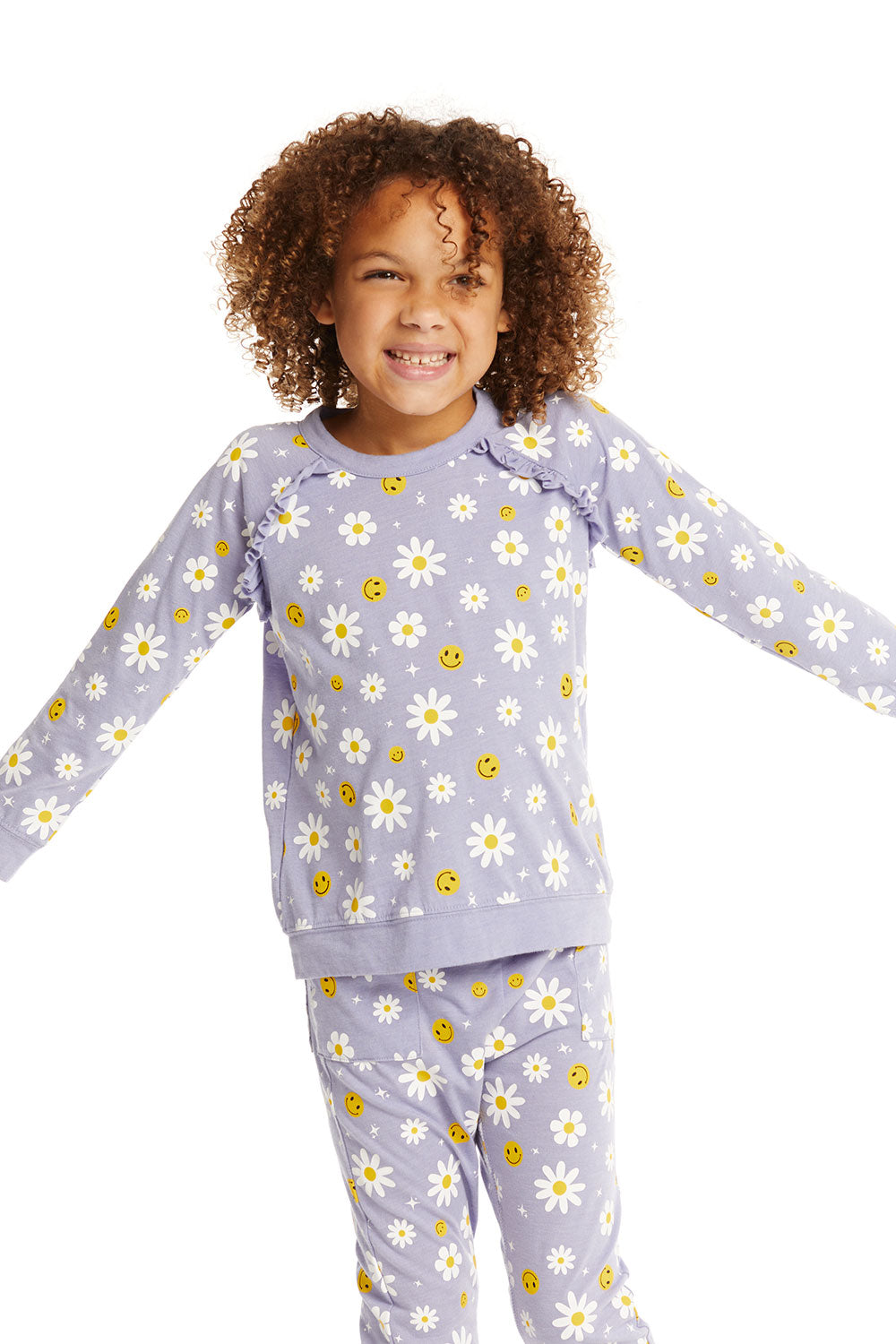 Smiley Daisies Long Sleeve Ruffle Top GIRLS chaserbrand
