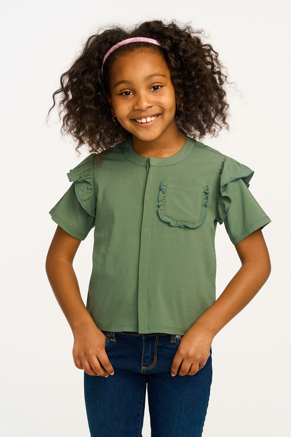 Anise Dark Forest Ruffle Top GIRLS chaserbrand