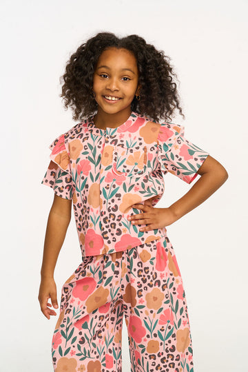Anise Floral and Leopard Ruffle Top GIRLS chaserbrand