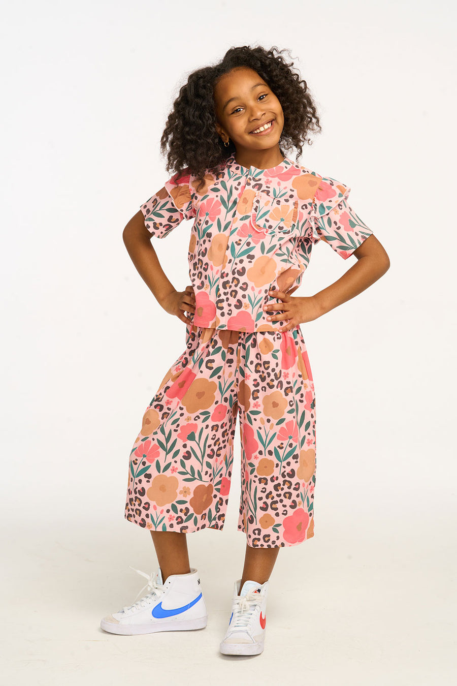 Anise Floral and Leopard Ruffle Top GIRLS chaserbrand