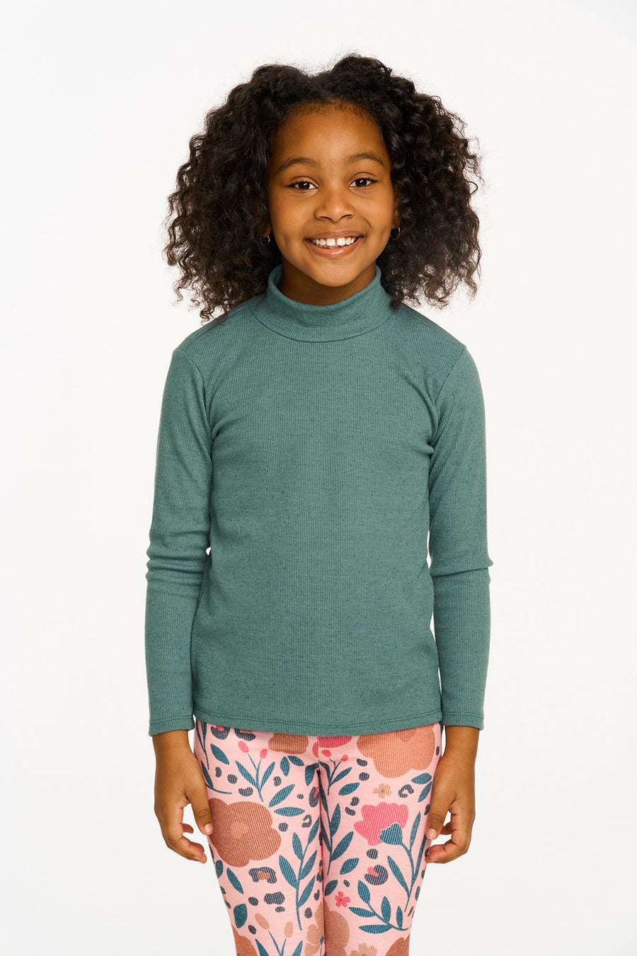 Lynn Dark Forest Green Mock Turtle Neck GIRLS chaserbrand
