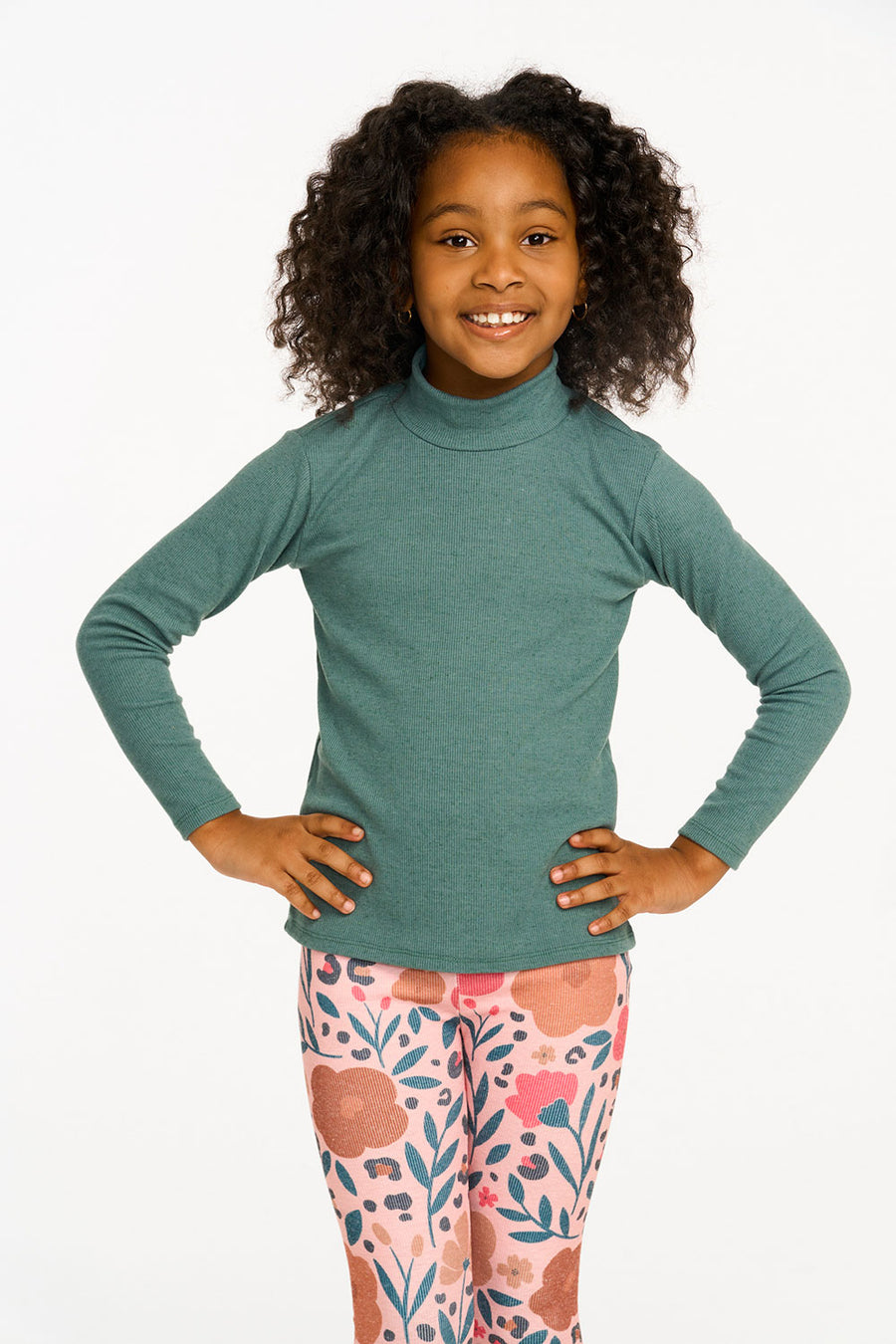 Lynn Dark Forest Green Mock Turtle Neck GIRLS chaserbrand
