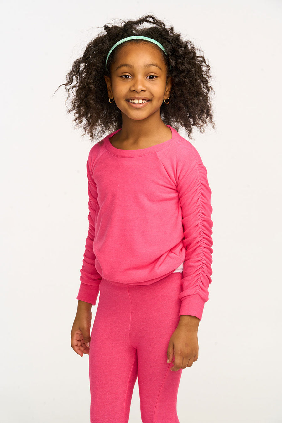 Shirred Cozy Knit Flamingo Pink Pullover GIRLS chaserbrand