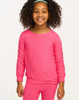 Shirred Cozy Knit Flamingo Pink Pullover GIRLS chaserbrand