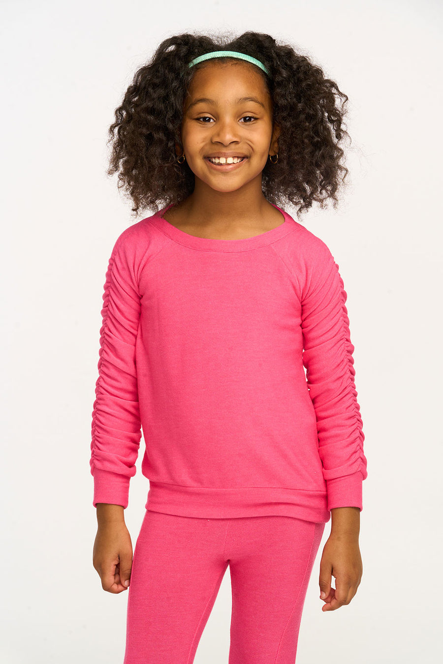 Shirred Cozy Knit Flamingo Pink Pullover GIRLS chaserbrand