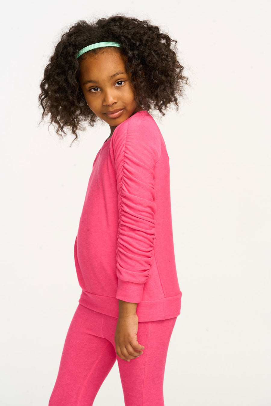 Shirred Cozy Knit Flamingo Pink Pullover GIRLS chaserbrand