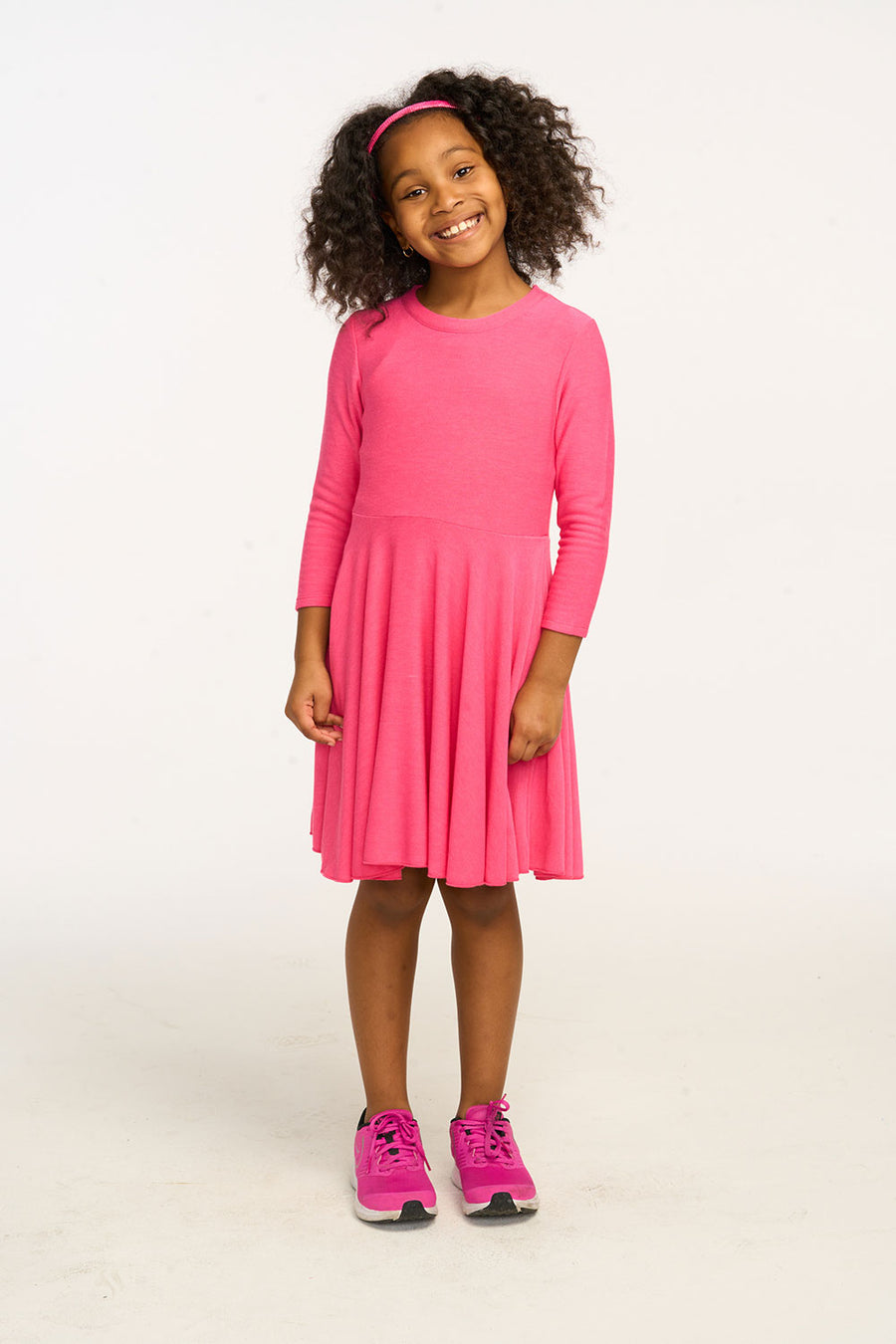 Peplum Cozy Knit Flamingo Pink Dress GIRLS chaserbrand