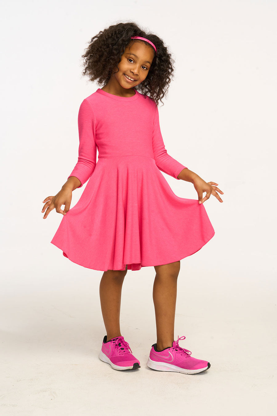 Peplum Cozy Knit Flamingo Pink Dress GIRLS chaserbrand