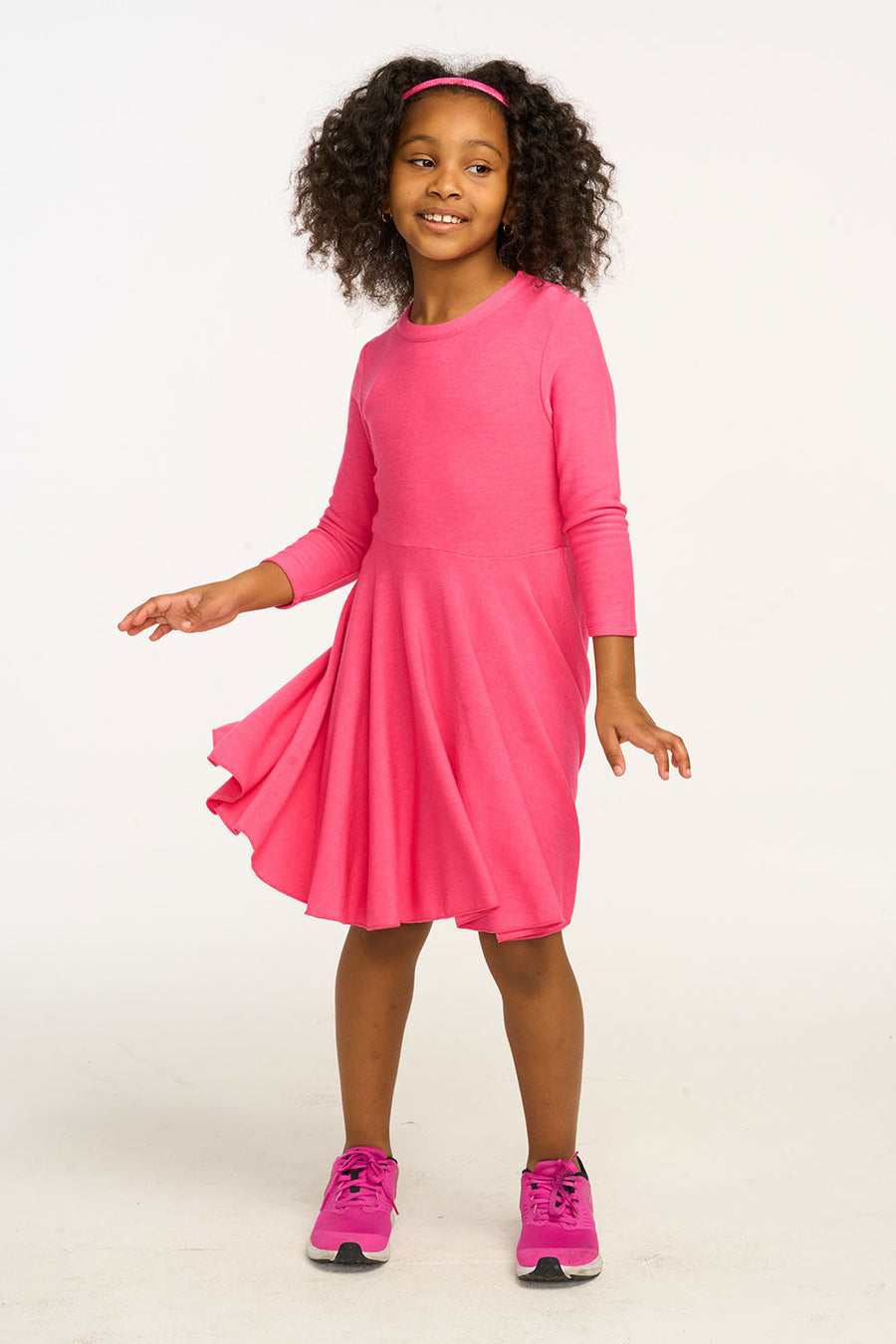 Peplum Cozy Knit Flamingo Pink Dress GIRLS chaserbrand