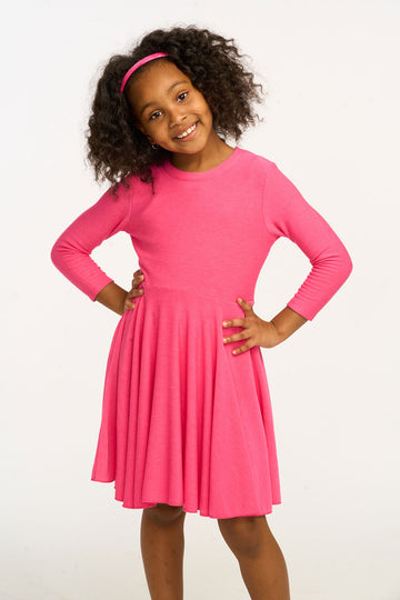 Peplum Cozy Knit Flamingo Pink Dress GIRLS chaserbrand