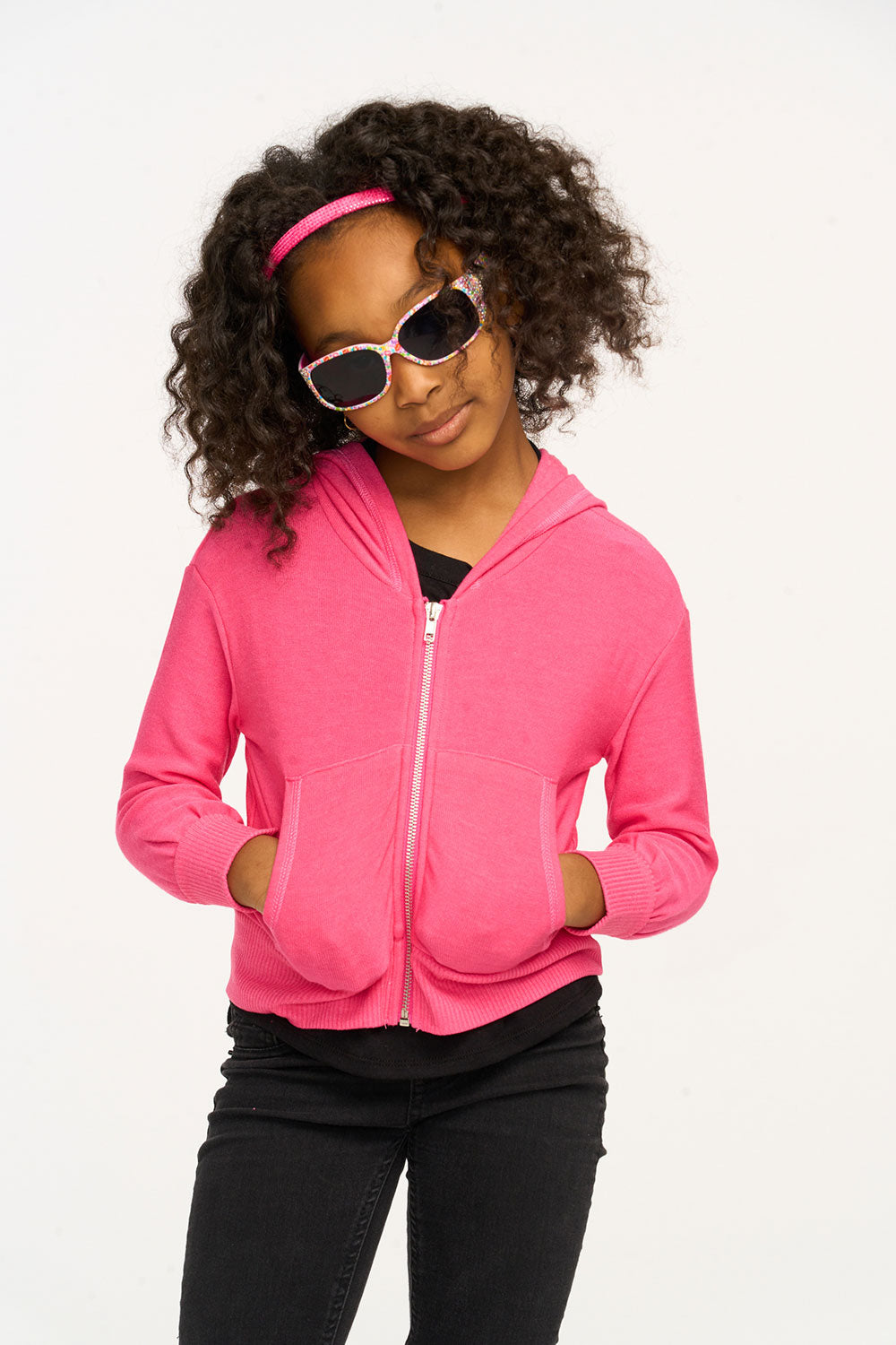 Puffy Flamingo Pink Cozy Knit Zip Up Hoodie GIRLS chaserbrand