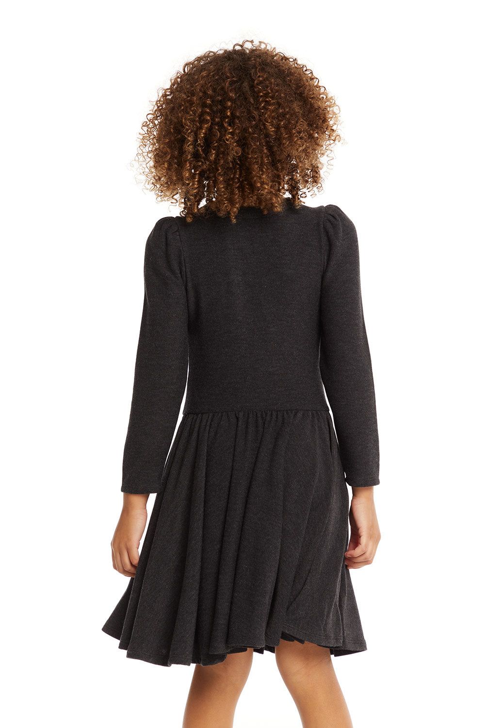 Puff Black Licorice Long Sleeve Dress with Twirl Skirt GIRLS chaserbrand