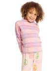 Mock Neck Cotton Candy Plaid Dolman Pullover GIRLS chaserbrand