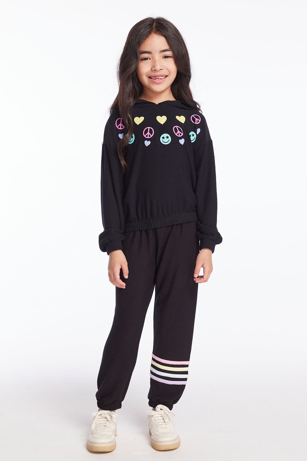 Slim Slouchy True Black Girls Pant with Strappings Girls chaserbrand