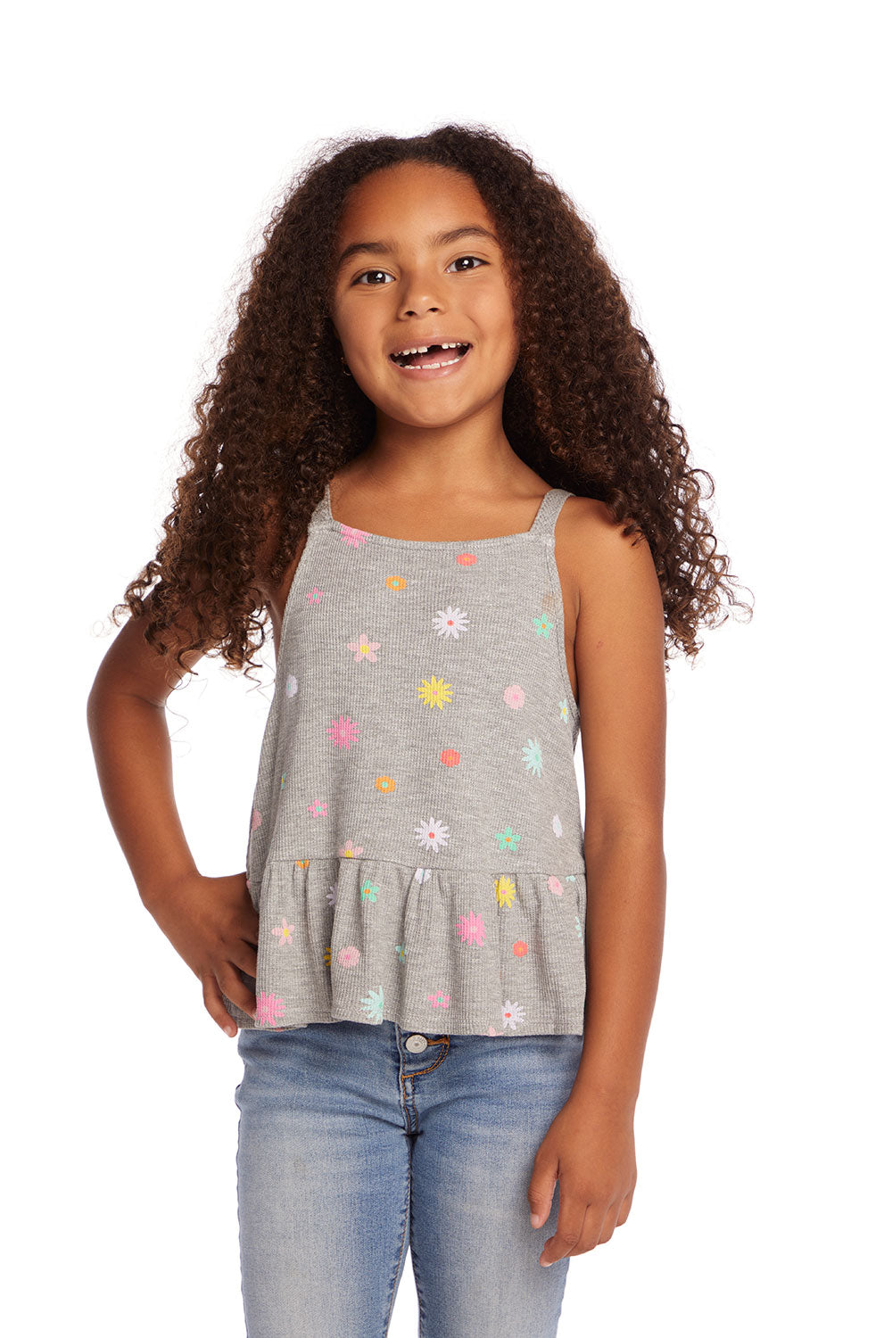 Amelia Waffle Knit Embroidery Flowers Tank Top GIRLS chaserbrand
