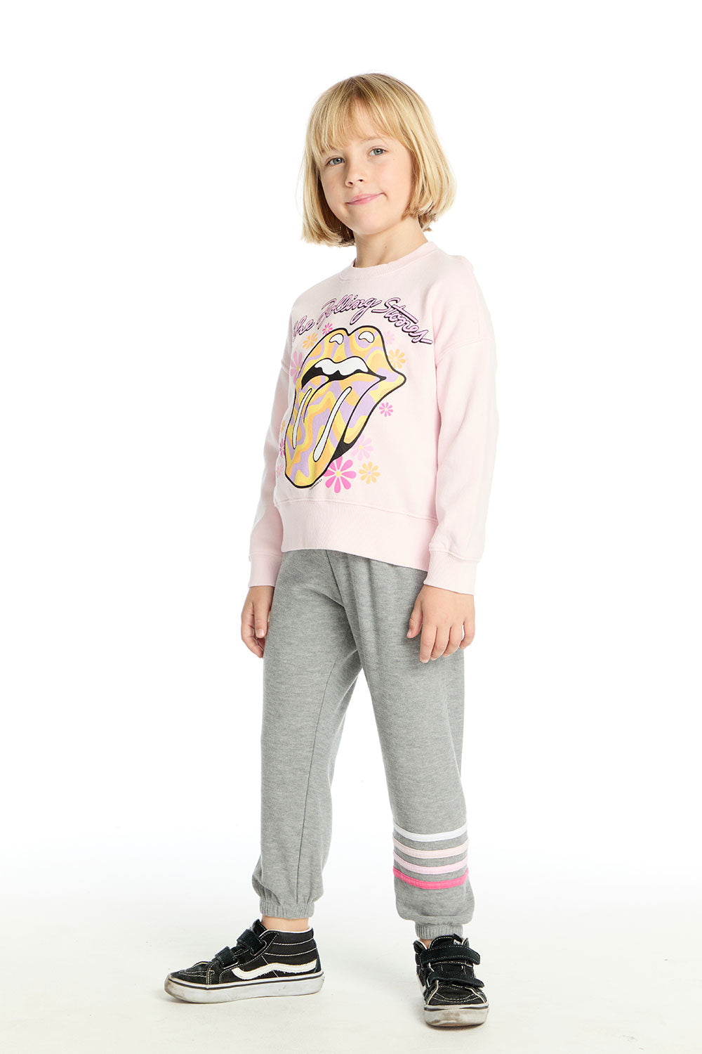 The Rolling Stones Retro Floral Tongue Long Sleeve Girls chaserbrand