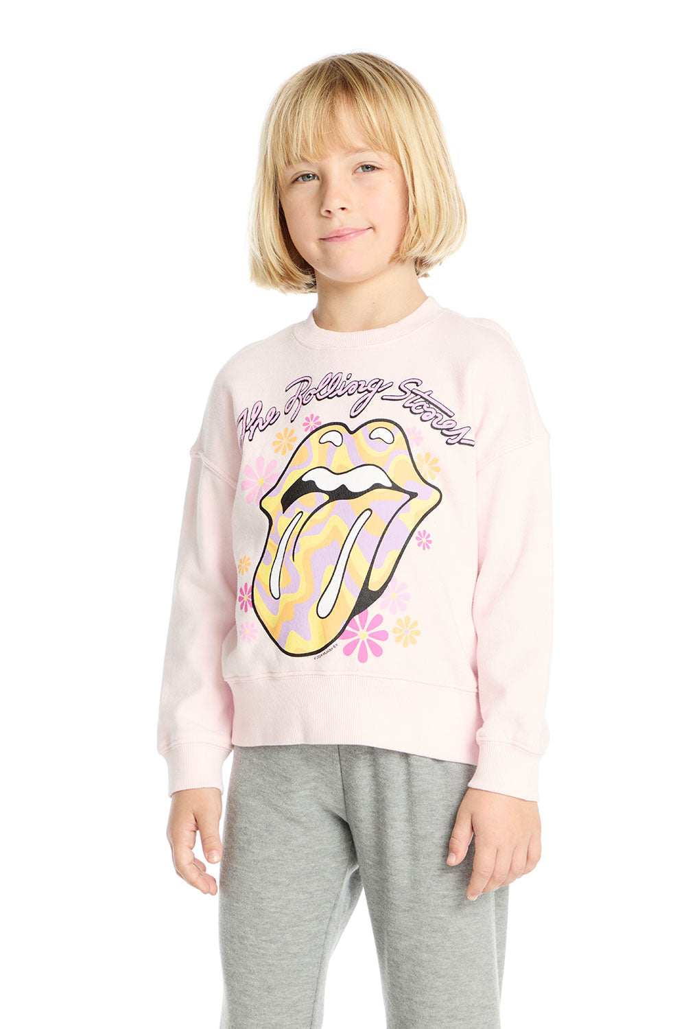 The Rolling Stones Retro Floral Tongue Long Sleeve Girls chaserbrand