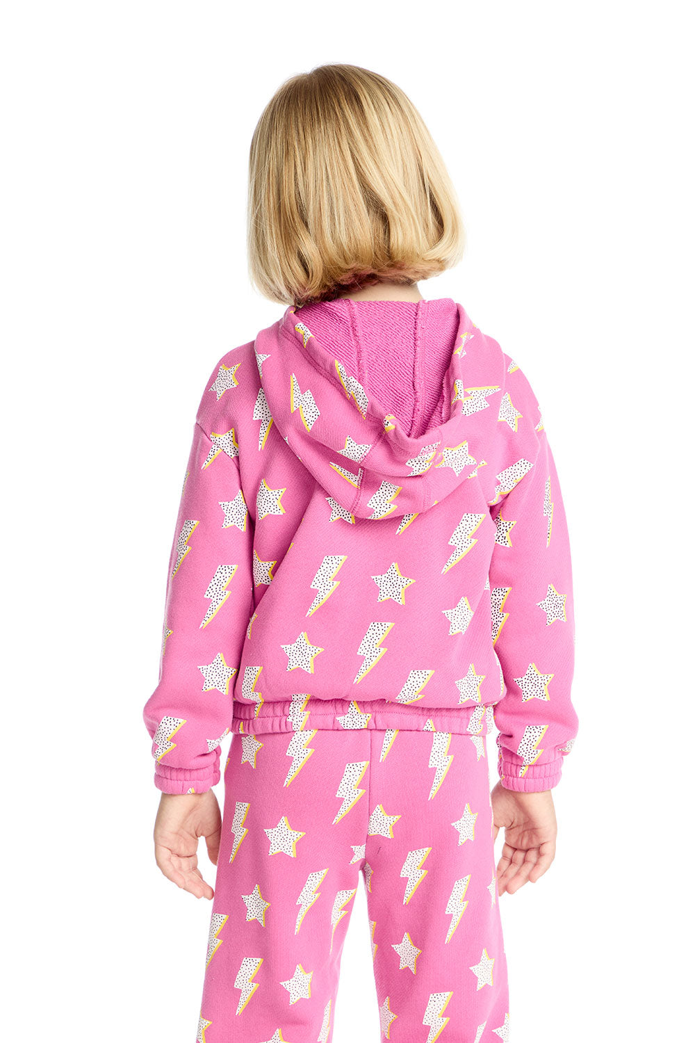 Semi Cropped Shirred Pink Lightning Hoodie Pullover Girls chaserbrand