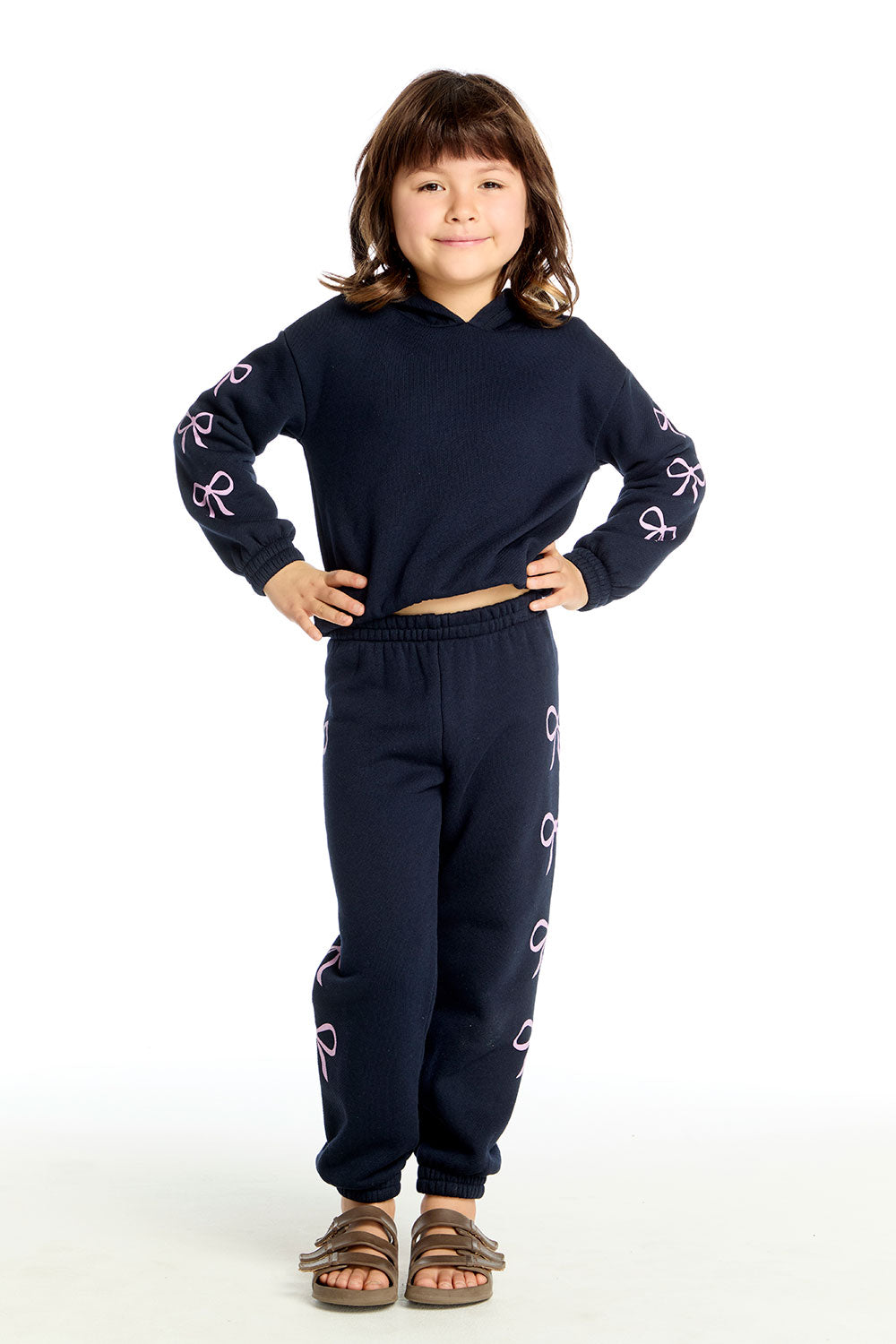Semi Cropped Shirred Stormy Bows Hoodie Pullover Girls chaserbrand