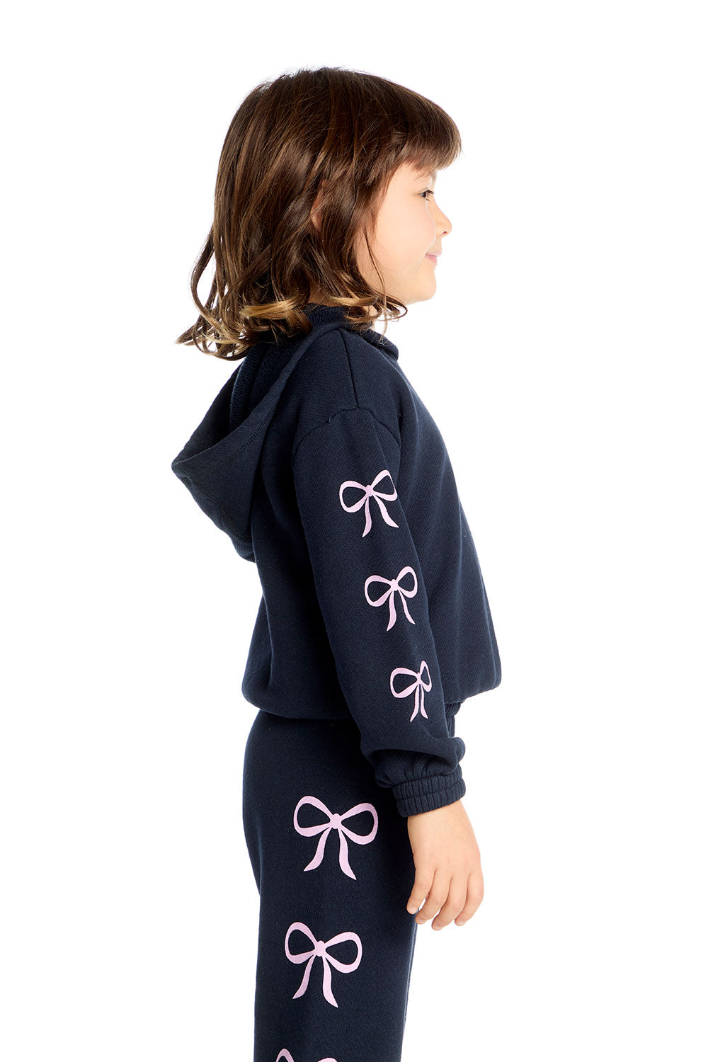 Semi Cropped Shirred Stormy Bows Hoodie Pullover Girls chaserbrand
