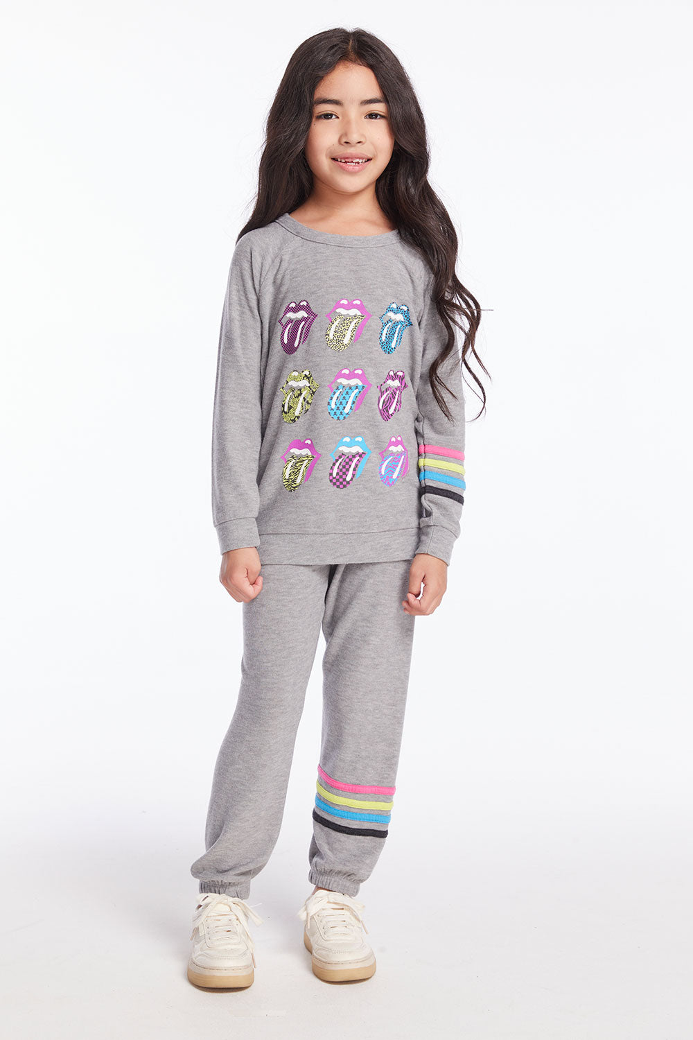 Slim Slouchy Heather Grey Girls Pant with Strappings Girls chaserbrand