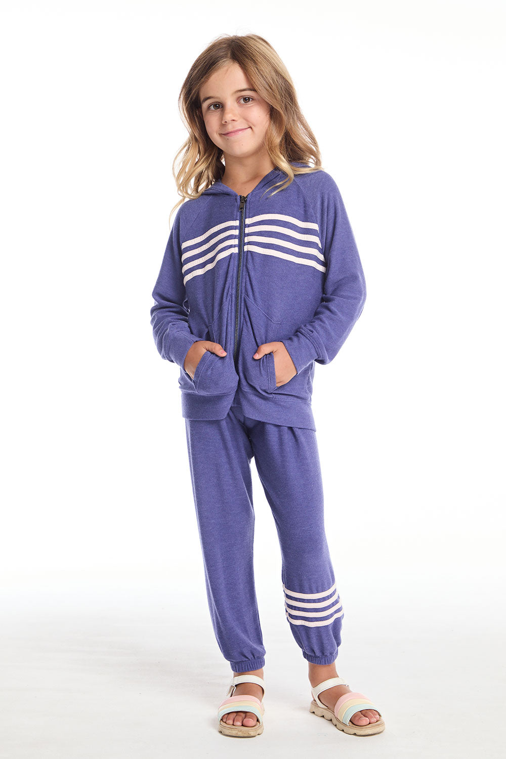 Slim Slouchy Frost Blue Girls Pant with Strappings GIRLS chaserbrand